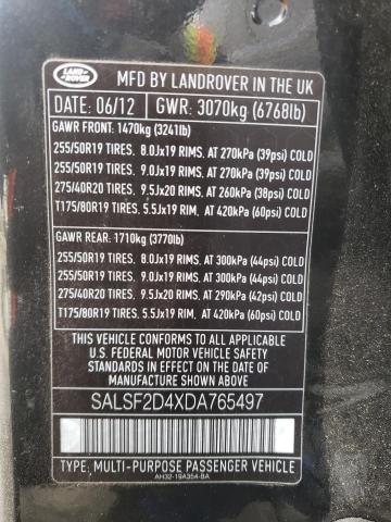 Photo 10 from auction – 2013 LAND ROVER RANGE ROVE with VIN SALSF2D4XDA765497