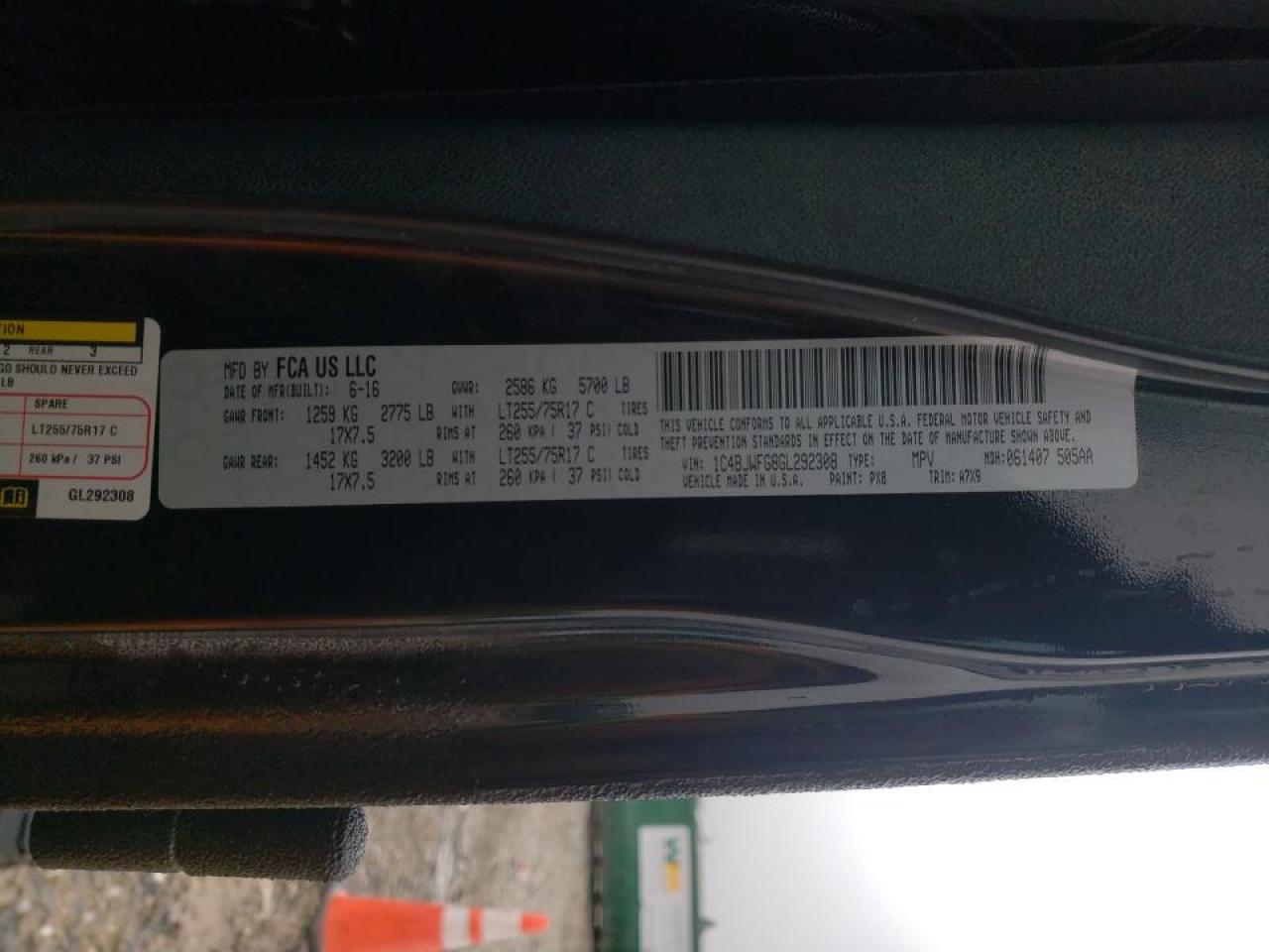 Photo 10 from auction – 2016 JEEP WRANGLER U with VIN 1C4BJWFG8GL292308
