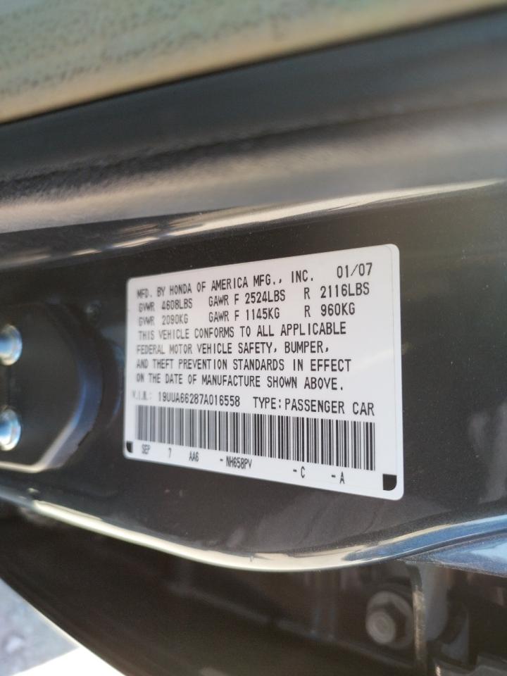 Photo 10 from auction – 2007 ACURA TL with VIN 19UUA66287A016558