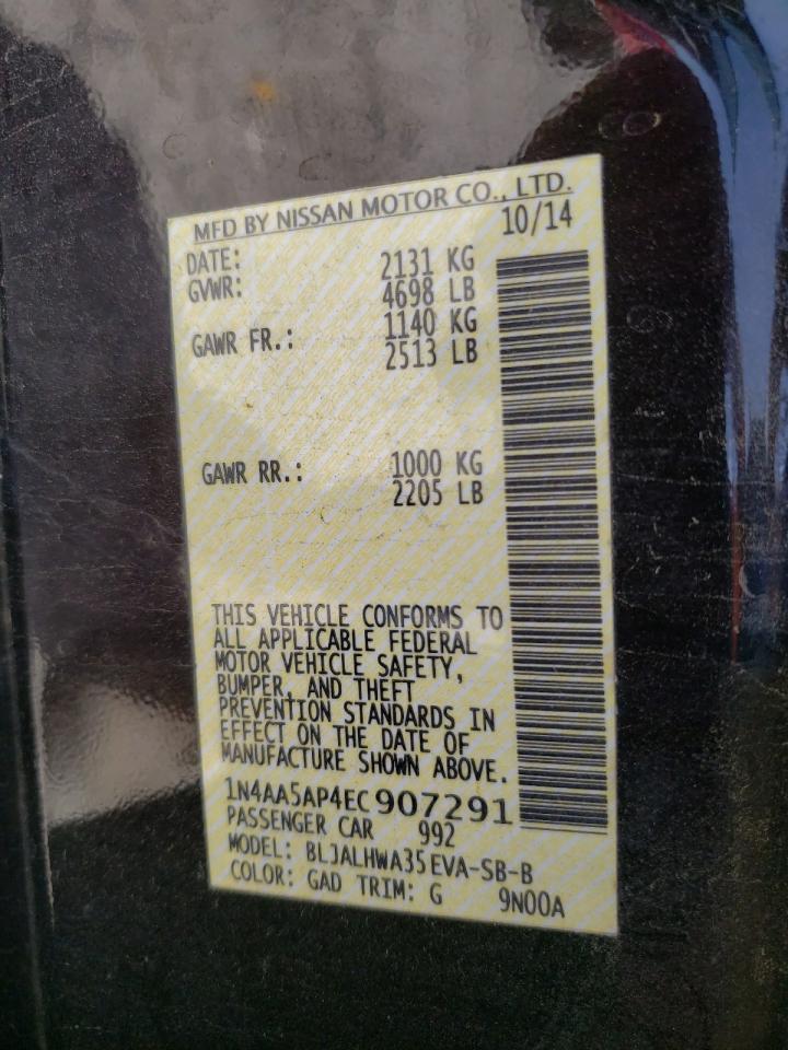 Photo 10 from auction – 2014 NISSAN MAXIMA S with VIN 1N4AA5AP4EC907291