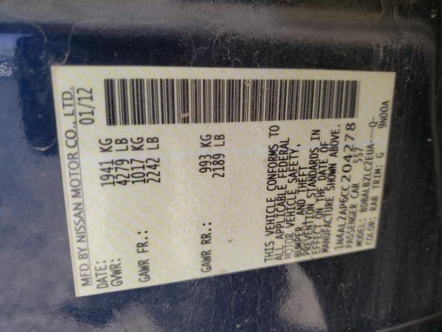 Photo 10 from auction – 2012 NISSAN ALTIMA BAS with VIN 1N4AL2AP6CC204278
