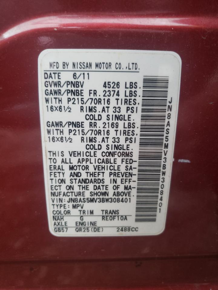 Photo 10 from auction – 2011 NISSAN ROGUE S with VIN JN8AS5MV3BW308401