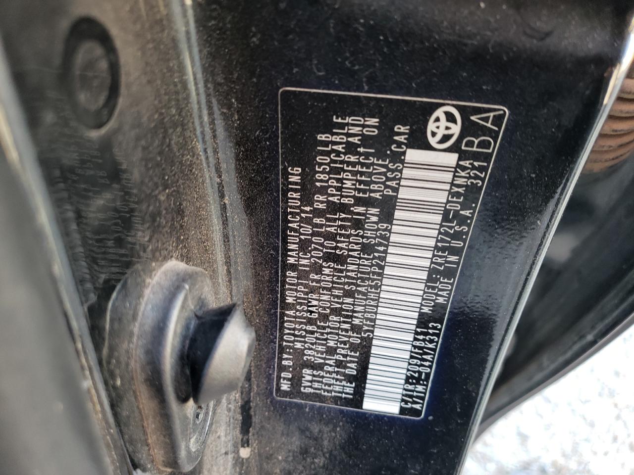 Photo 10 from auction – 2015 TOYOTA COROLLA L with VIN 5YFBURHE5FP214739