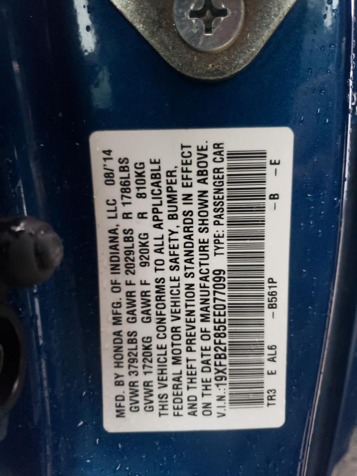 Photo 10 from auction – 2014 HONDA CIVIC EX with VIN 19XFB2F85EE077099