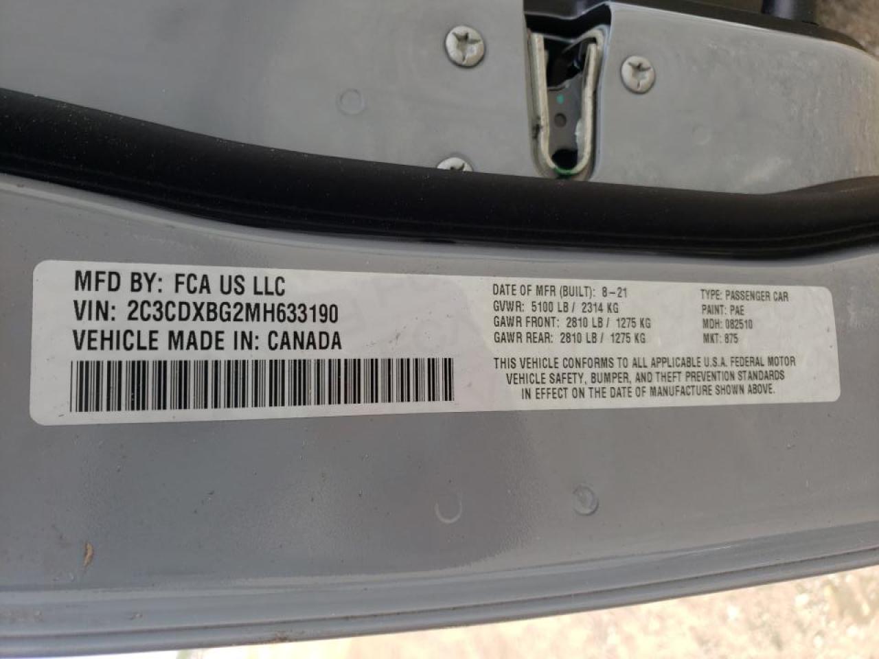Photo 10 from auction – 2021 DODGE CHARGER SX with VIN 2C3CDXBG2MH633190