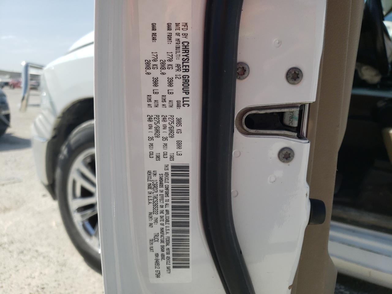 Photo 10 from auction – 2012 DODGE RAM 1500 S with VIN 1C6RD7LT0CS265222