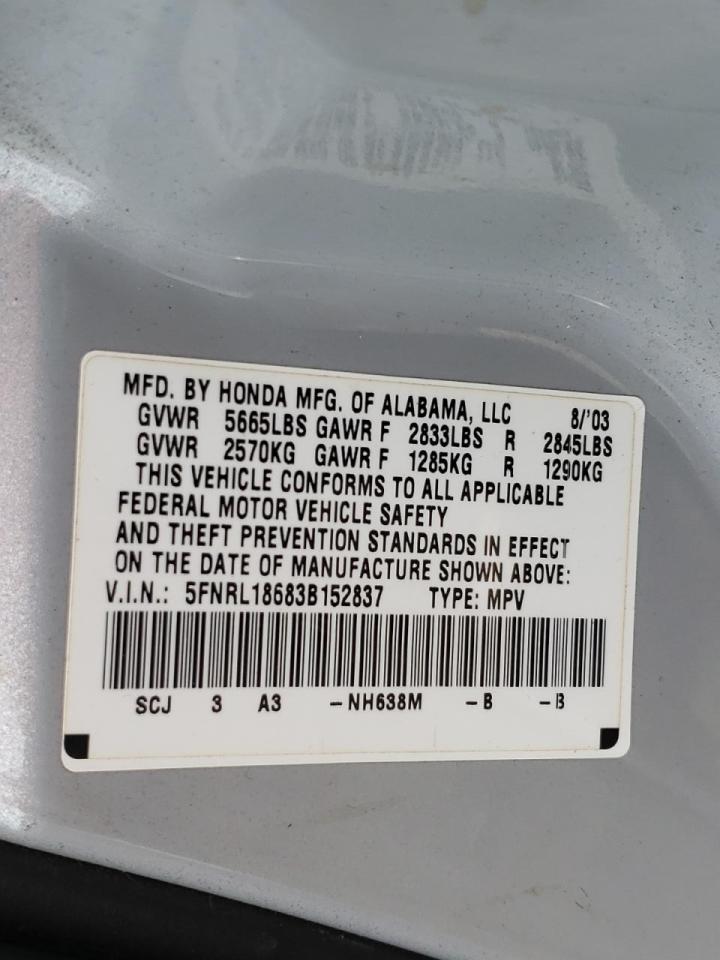 Photo 10 from auction – 2003 HONDA ODYSSEY EX with VIN 5FNRL18683B152837