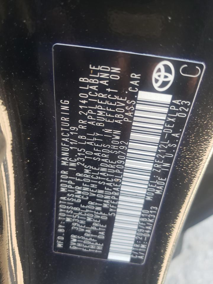 Photo 10 from auction – 2020 TOYOTA COROLLA LE with VIN 5YFEPRAE9LP090792