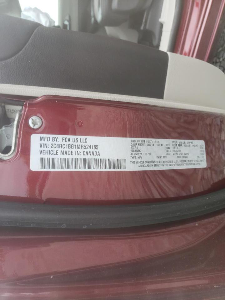 Photo 10 from auction – 2021 CHRYSLER PACIFICA T with VIN 2C4RC1BG1MR524185