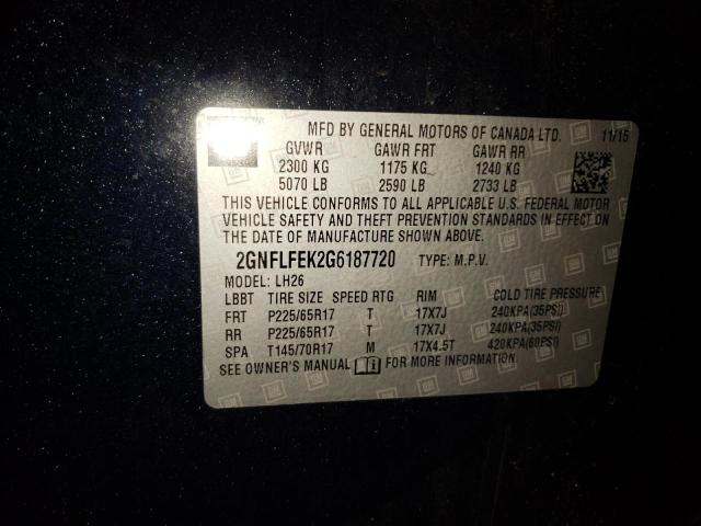 Photo 10 from auction – 2016 CHEVROLET EQUINOX LT with VIN 2GNFLFEK2G6187720