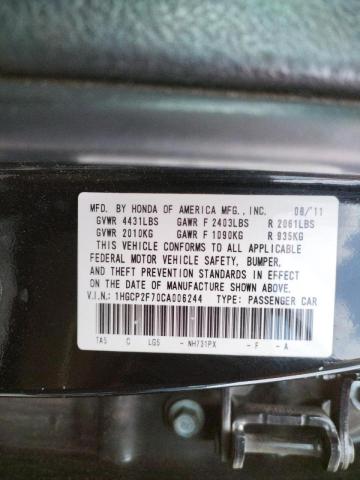Photo 10 from auction – 2012 HONDA ACCORD EX with VIN 1HGCP2F70CA006244