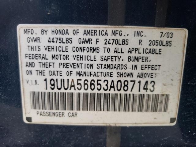 Photo 10 from auction – 2003 ACURA 3.2TL with VIN 19UUA56653A087143