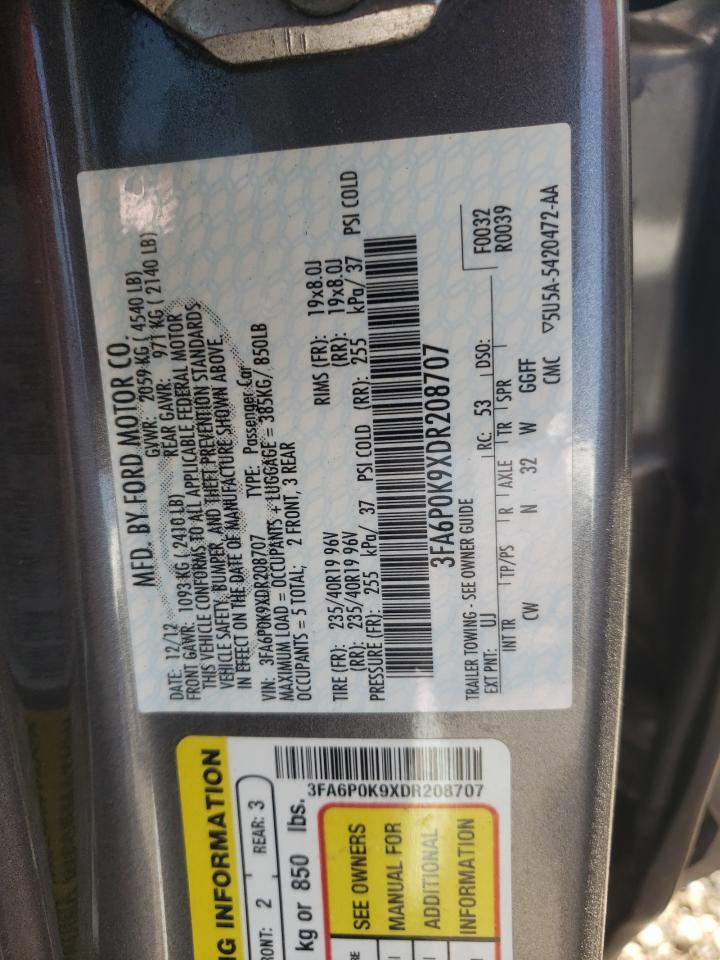 Photo 10 from auction – 2013 FORD FUSION with VIN 3FA6P0K9XDR208707