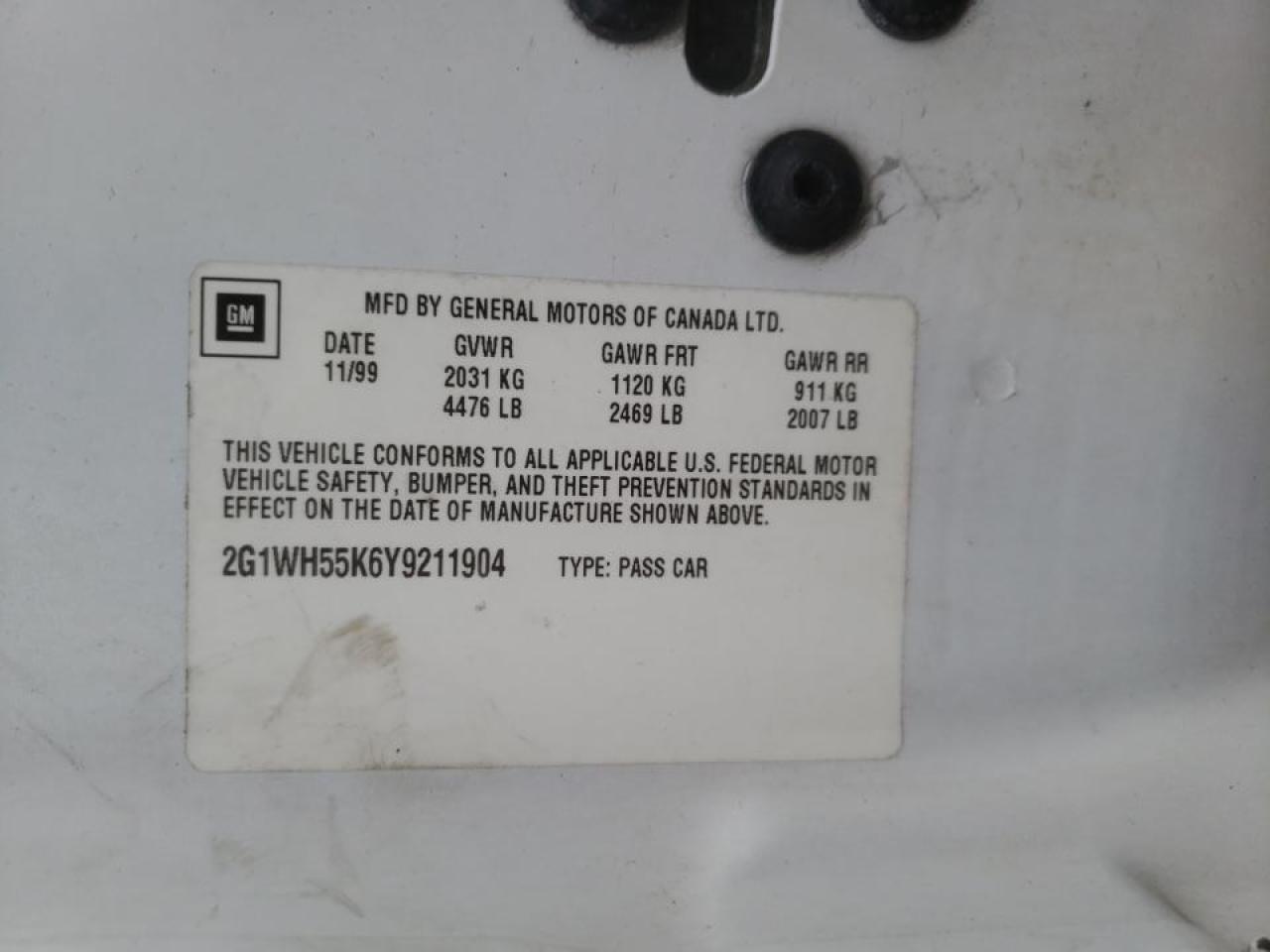 Photo 10 from auction – 2000 CHEVROLET IMPALA with VIN 2G1WH55K6Y9211904