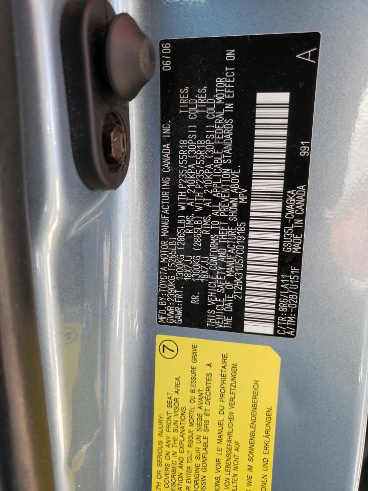 Photo 10 from auction – 2007 LEXUS RX 350 with VIN 2T2HK31U57C019185