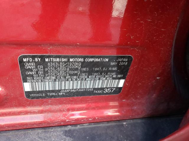 Photo 10 from auction – 2018 MITSUBISHI OUTLANDER with VIN JA4AP3AU7JU017255