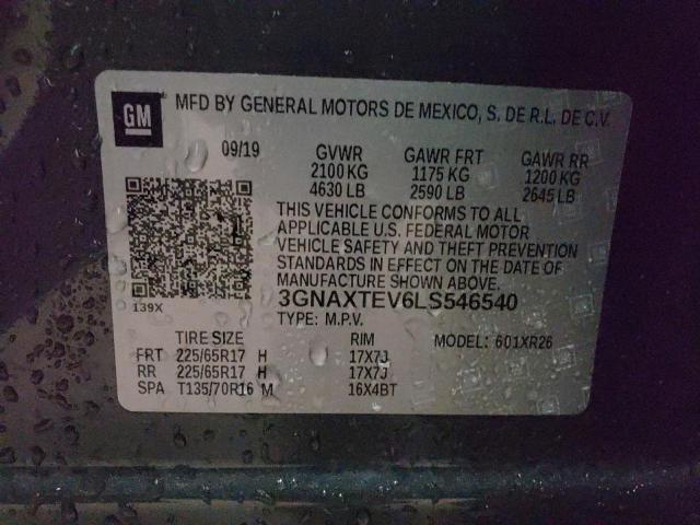 Photo 10 from auction – 2020 CHEVROLET EQUINOX LT with VIN 3GNAXTEV6LS546540