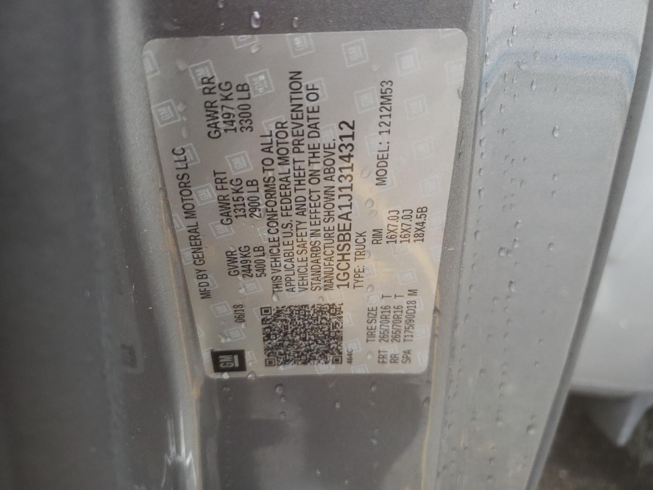 Photo 10 from auction – 2018 CHEVROLET COLORADO with VIN 1GCHSBEA1J1314312