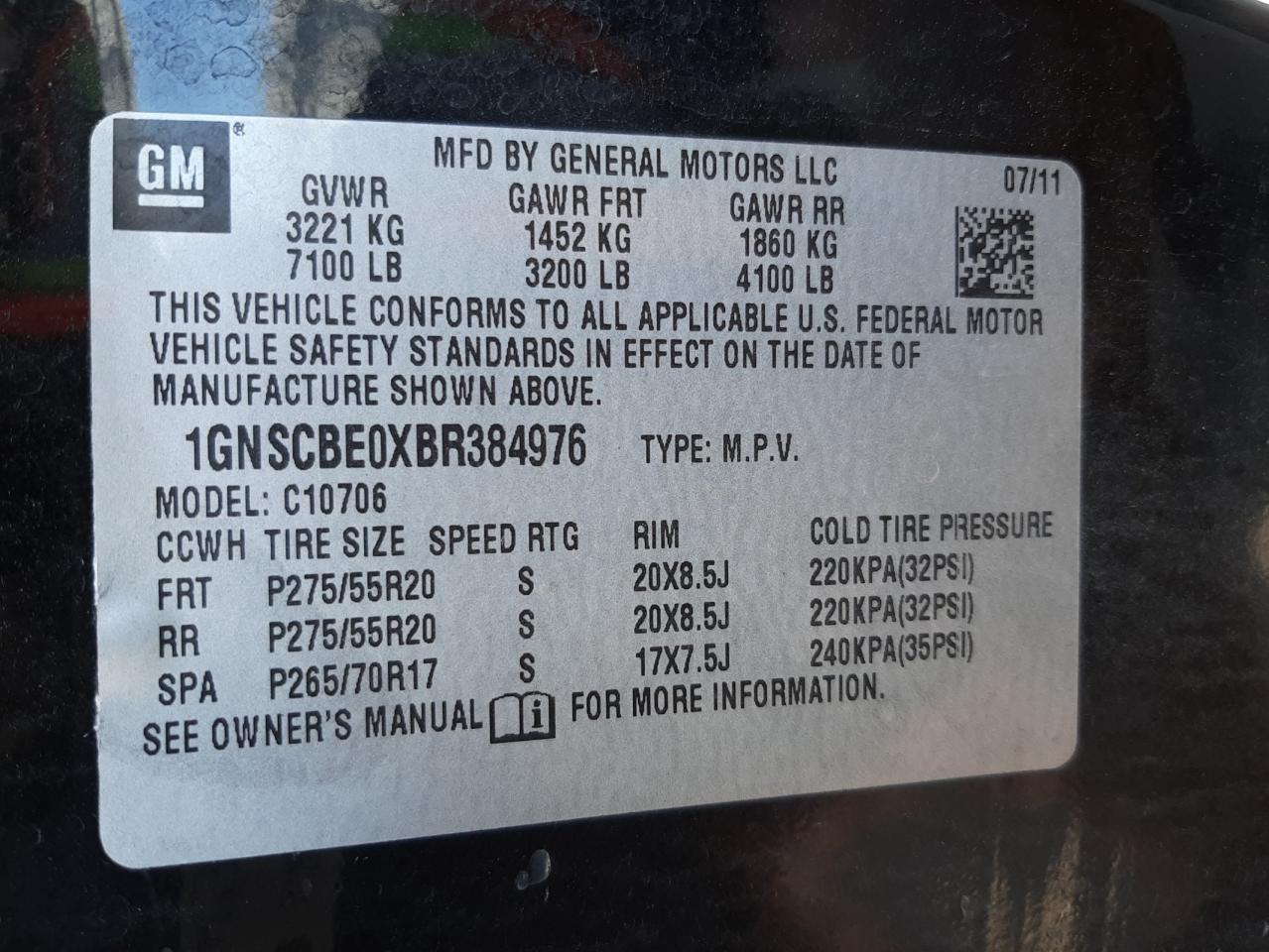 Photo 10 from auction – 2011 CHEVROLET TAHOE C150 with VIN 1GNSCBE0XBR384976