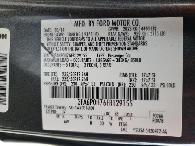 Photo 10 from auction – 2015 FORD FUSION SE with VIN 3FA6P0H76FR129155