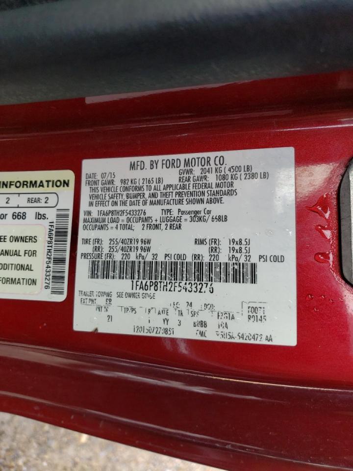 Photo 10 from auction – 2015 FORD MUSTANG with VIN 1FA6P8TH2F5433276