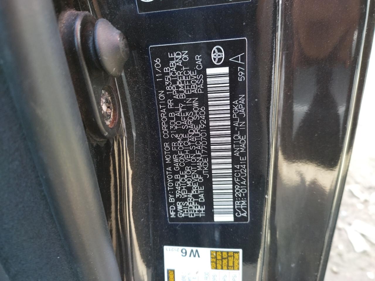 Photo 10 from auction – 2007 TOYOTA SCION TC with VIN JTKDE177070192406