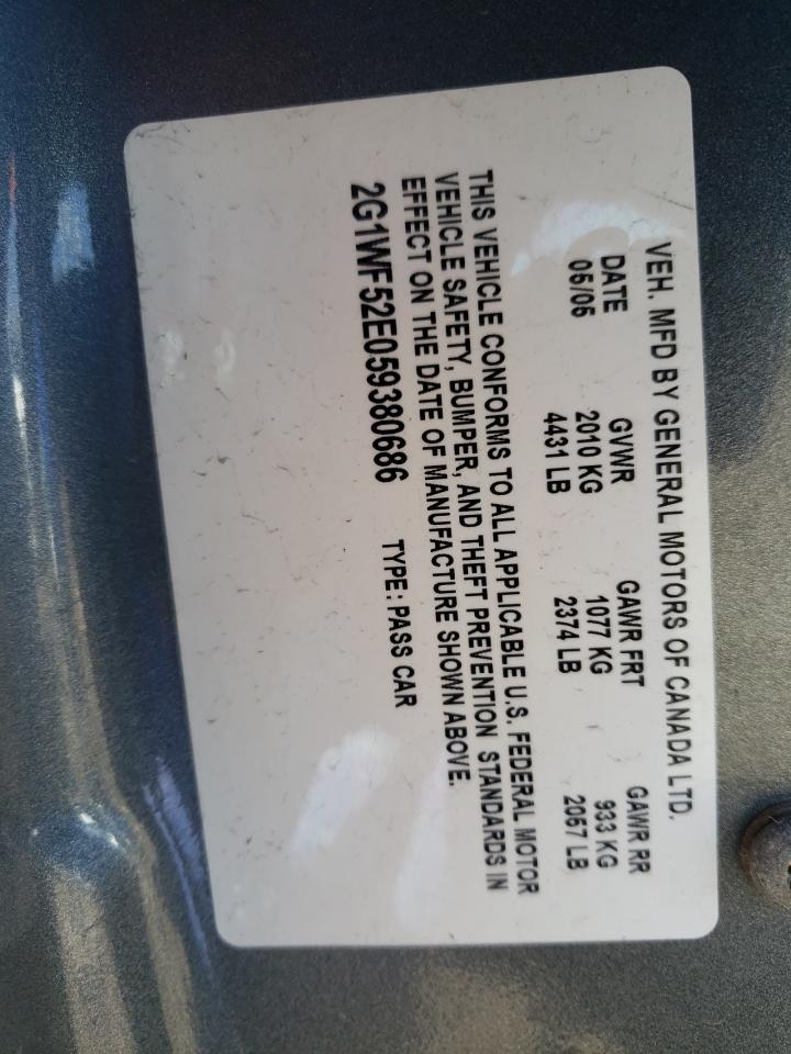 Photo 10 from auction – 2005 CHEVROLET IMPALA with VIN 2G1WF52E059380686