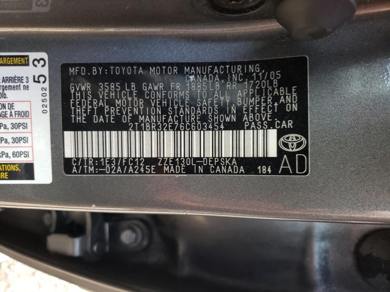 صورة رقم 10 من المزاد - 2006 TOYOTA COROLLA CE مع VIN 2T1BR32E76C603454