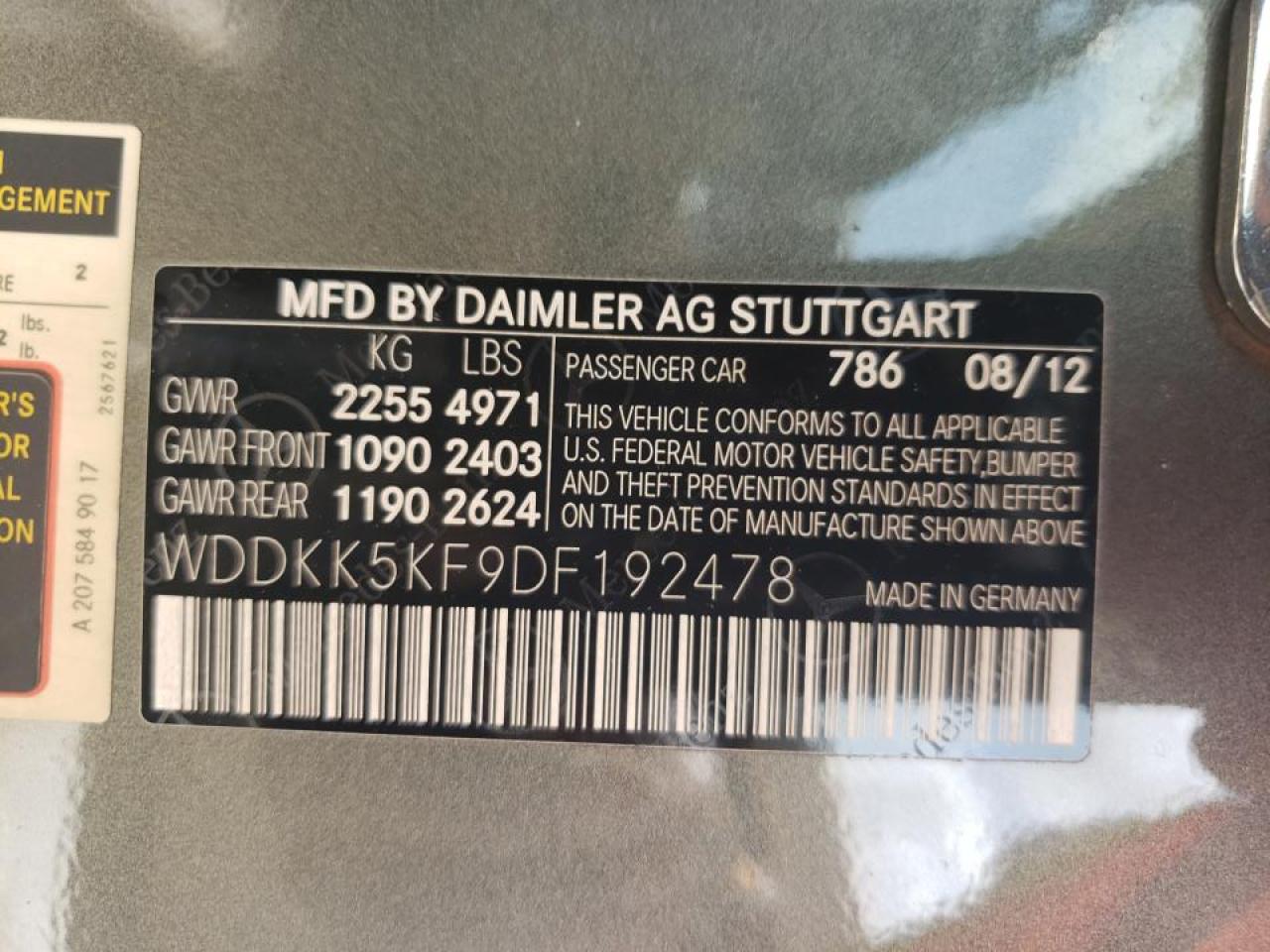 Photo 10 from auction – 2013 MERCEDES-BENZ E 350 with VIN WDDKK5KF9DF192478