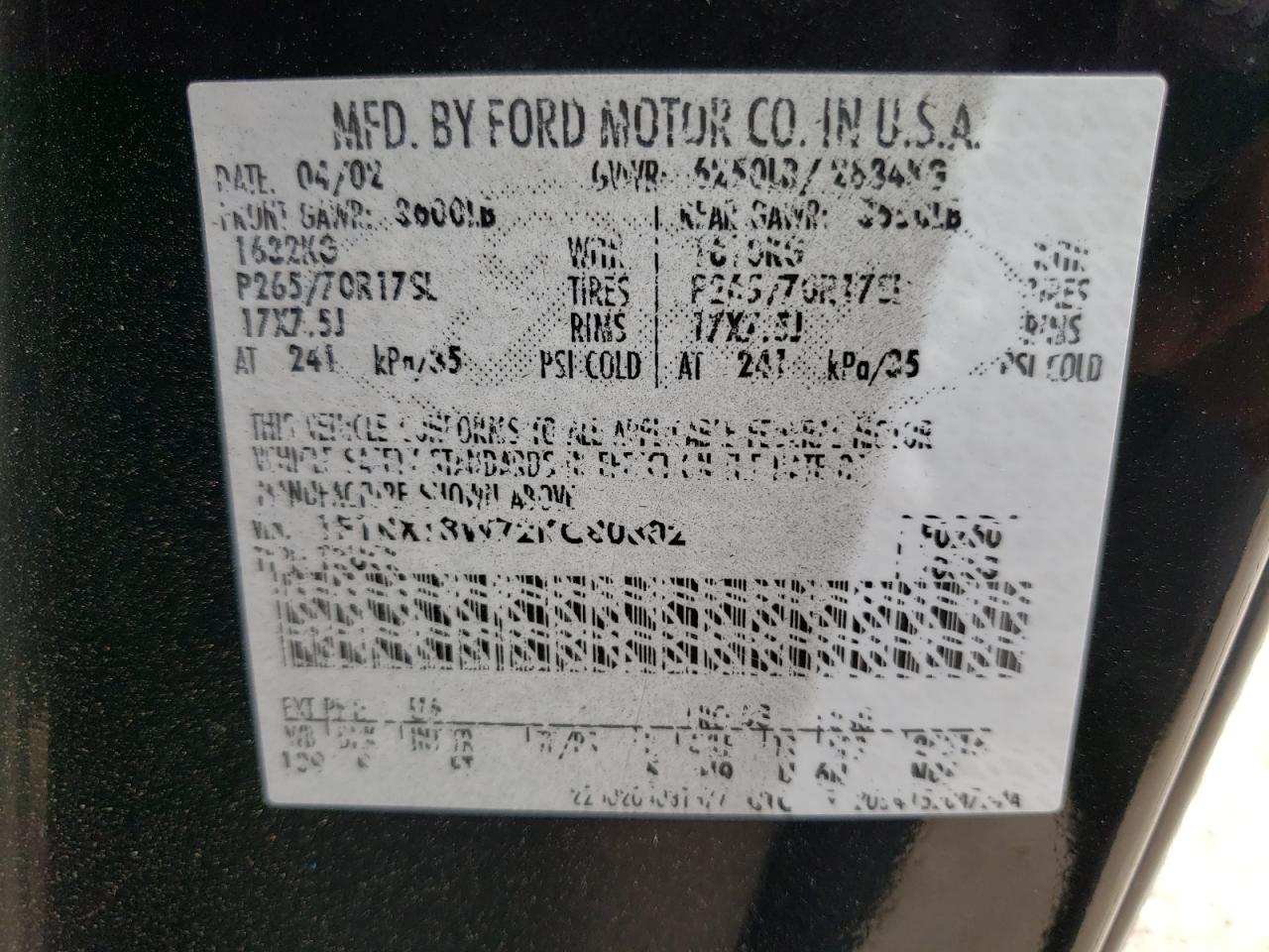 Photo 10 from auction – 2002 FORD F150 with VIN 1FTRX18W72KC80802