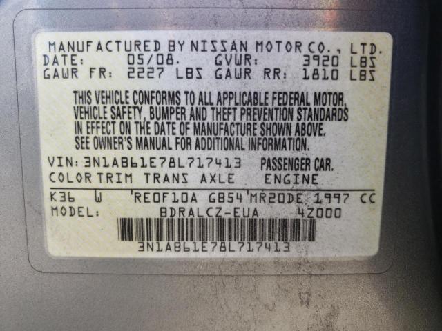 Photo 10 from auction – 2008 NISSAN SENTRA with VIN 3N1AB61E78L717413