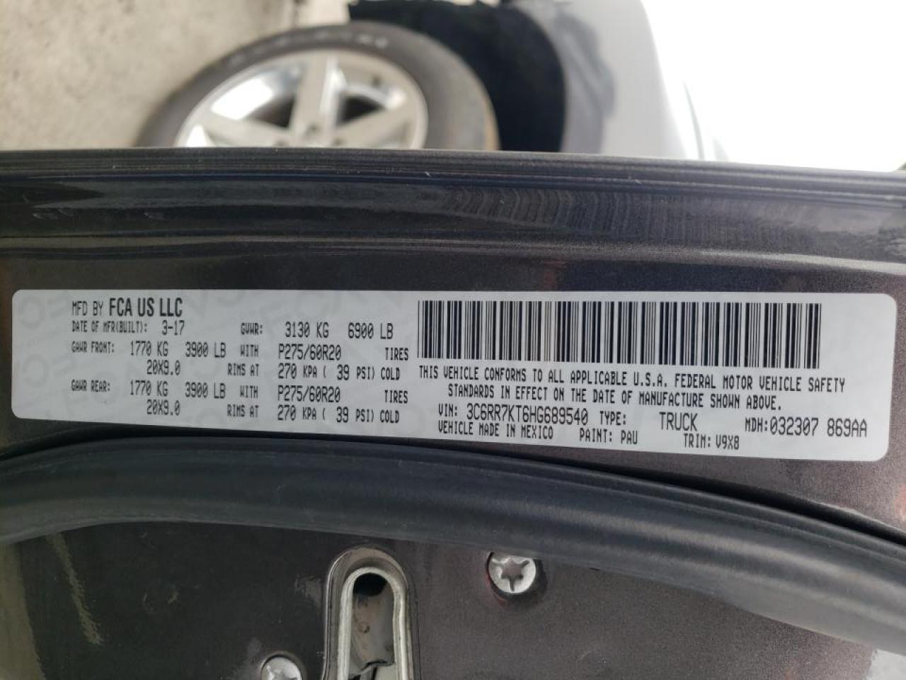 Photo 10 from auction – 2017 RAM 1500 ST with VIN 3C6RR7KT6HG689540