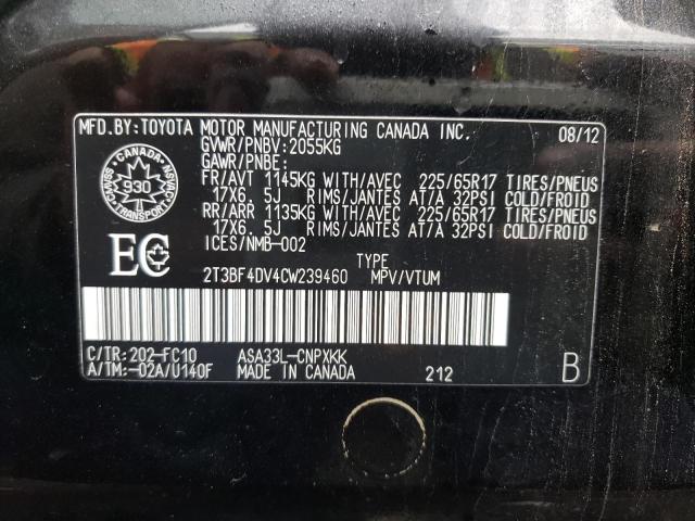 Photo 10 from auction – 2012 TOYOTA RAV4 with VIN 2T3BF4DV4CW239460