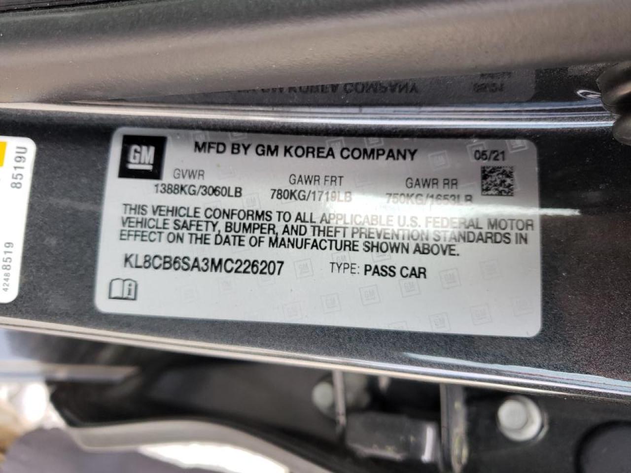 صورة رقم 10 من المزاد - 2021 CHEVROLET SPARK مع VIN KL8CB6SA3MC226207