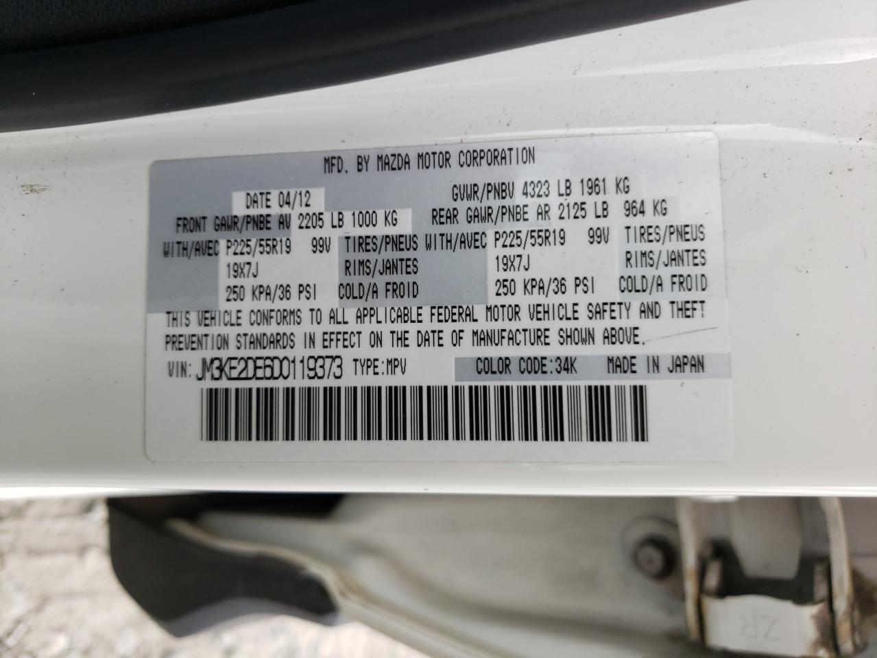 Photo 10 from auction – 2013 MAZDA CX-5 GT with VIN JM3KE2DE6D0119373