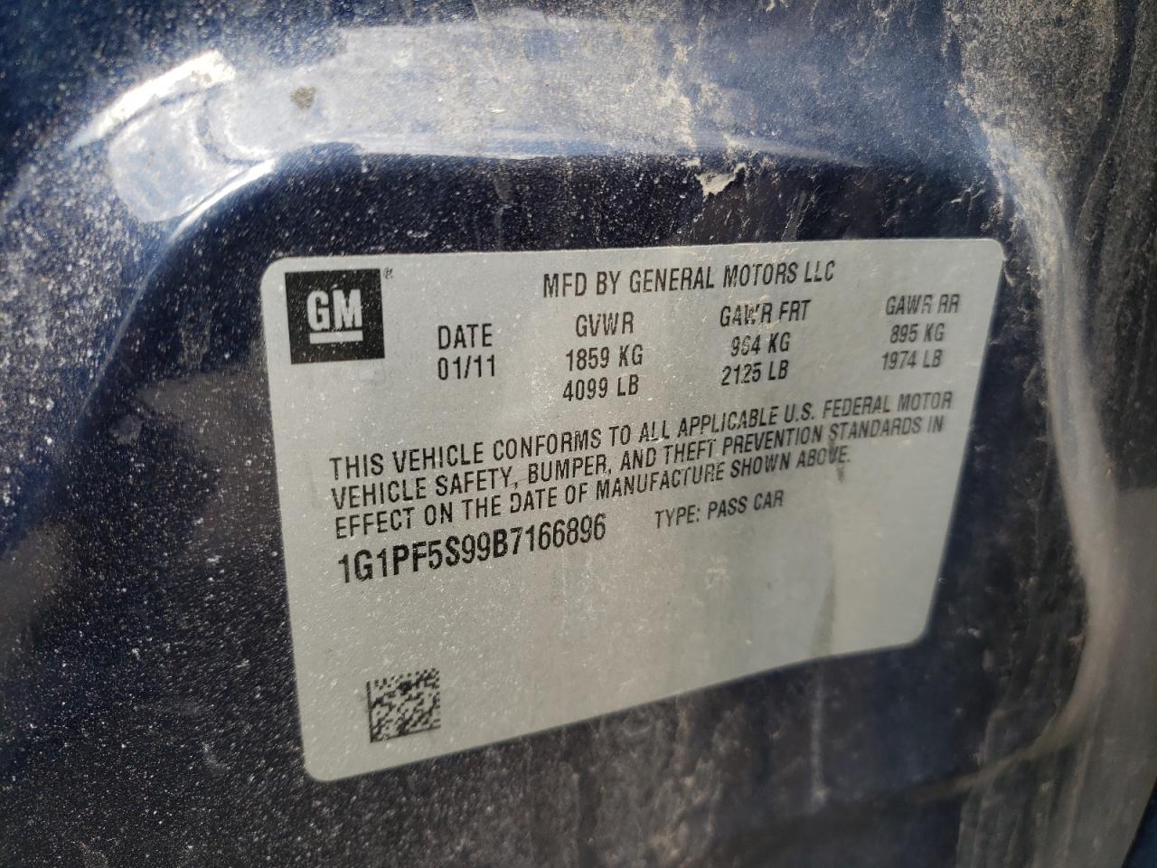 Photo 10 from auction – 2011 CHEVROLET CRUZE LT with VIN 1G1PF5S99B7166896