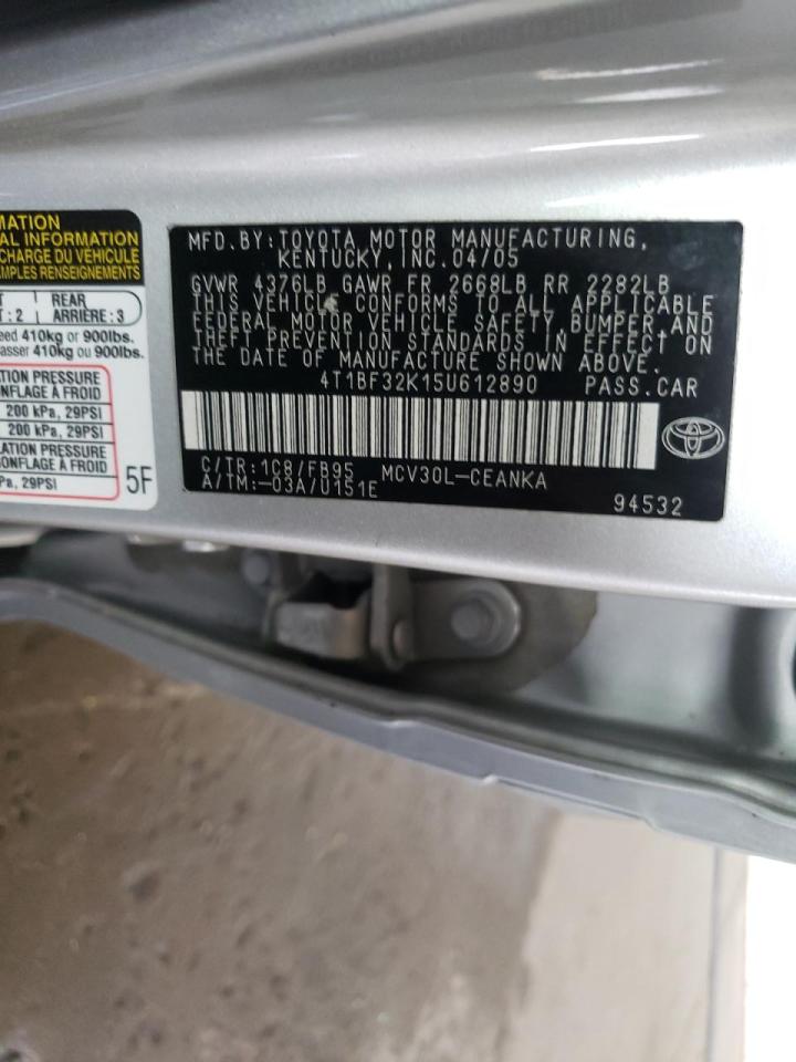 Photo 10 from auction – 2005 TOYOTA CAMRY LE with VIN 4T1BF32K15U612890