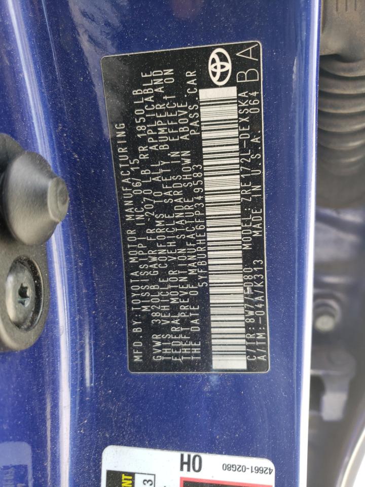 Photo 10 from auction – 2015 TOYOTA COROLLA L with VIN 5YFBURHE6FP349583