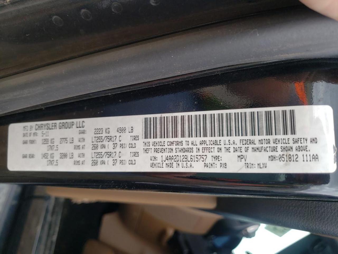Photo 10 from auction – 2011 JEEP WRANGLER S with VIN 1J4AA2D12BL615757