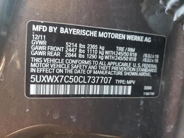 Photo 10 from auction – 2012 BMW X3 XDRIVE3 with VIN 5UXWX7C50CL737707