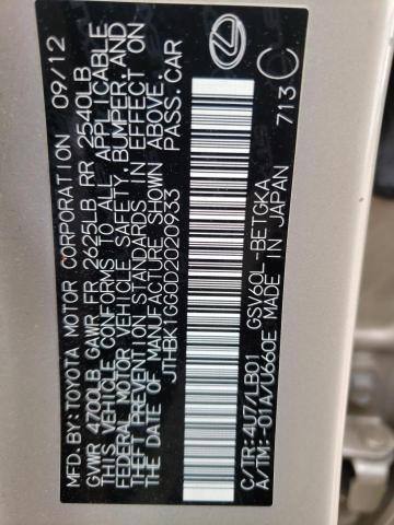 Photo 10 from auction – 2013 LEXUS ES 350 with VIN JTHBK1GG0D2020933