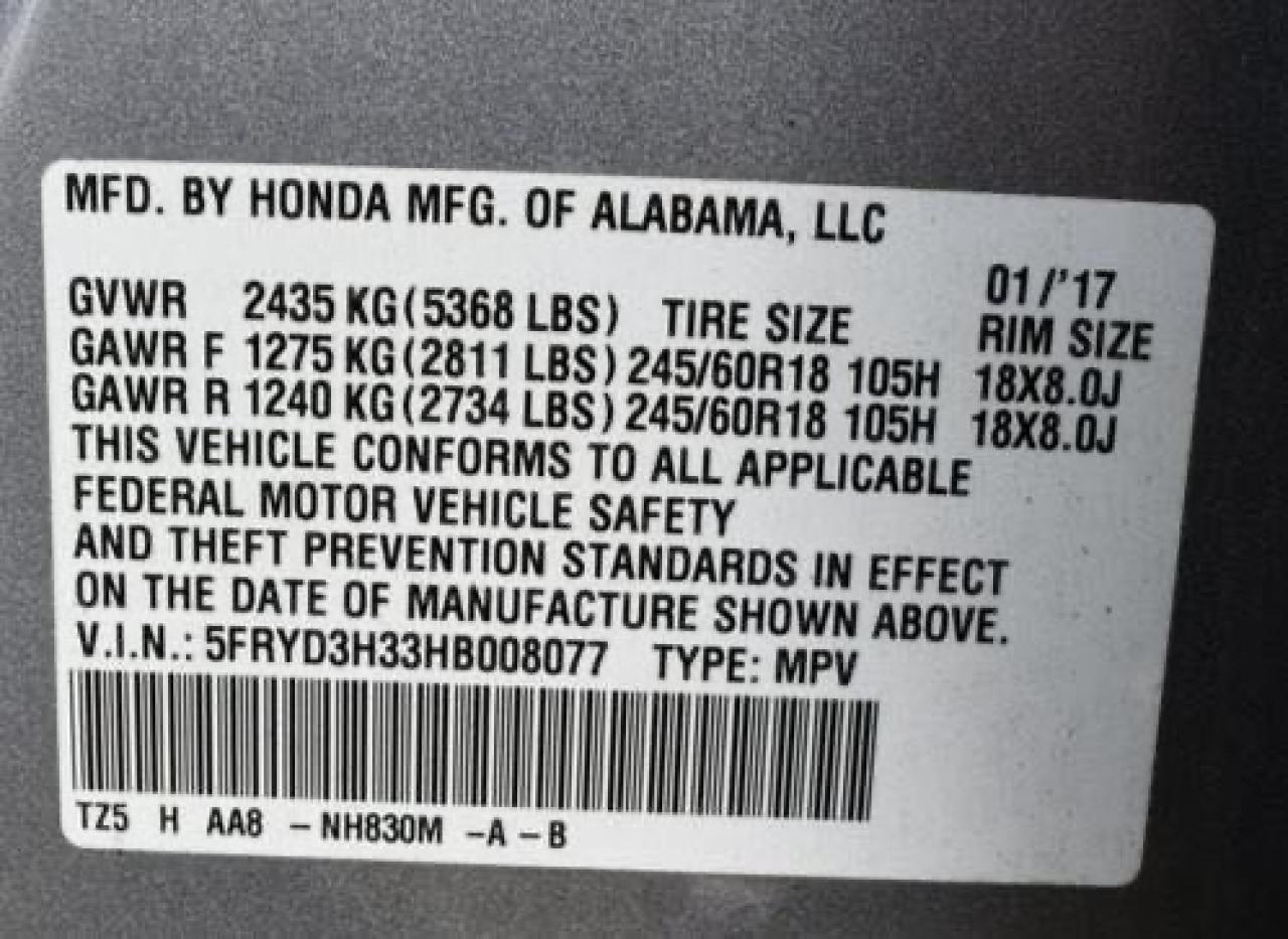 Photo 10 from auction – 2017 ACURA MDX with VIN 5FRYD3H33HB008077