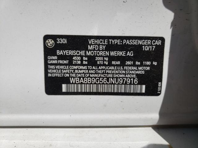 Photo 10 from auction – 2018 BMW 330I with VIN WBA8B9G56JNU97916