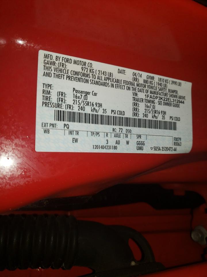 Photo 10 from auction – 2014 FORD FOCUS SE with VIN 1FADP3K22EL312944