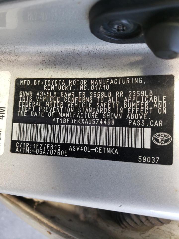 Photo 10 from auction – 2010 TOYOTA CAMRY BASE with VIN 4T1BF3EKXAU574498
