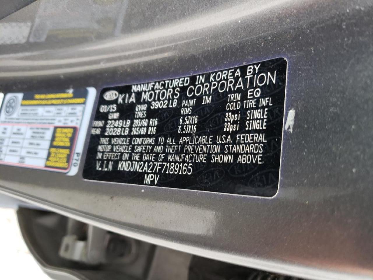 Photo 10 from auction – 2015 KIA SOUL with VIN KNDJN2A27F7189165