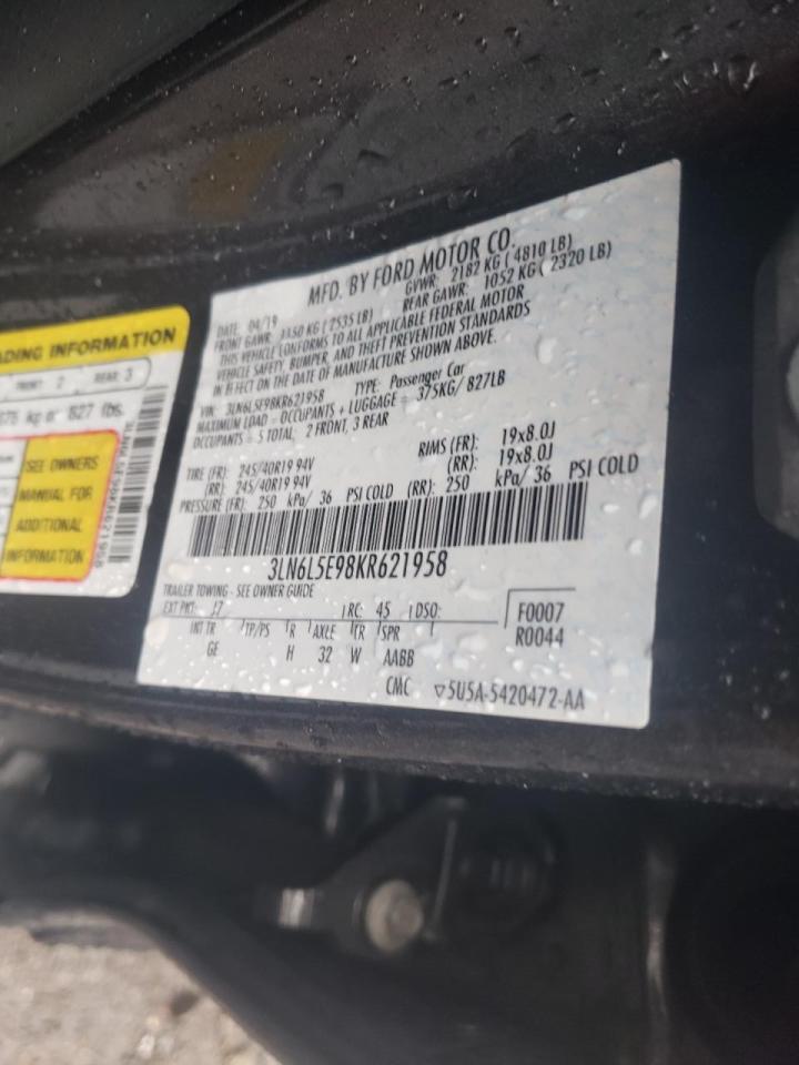 Photo 10 from auction – 2019 LINCOLN MKZ RESERV with VIN 3LN6L5E98KR621958