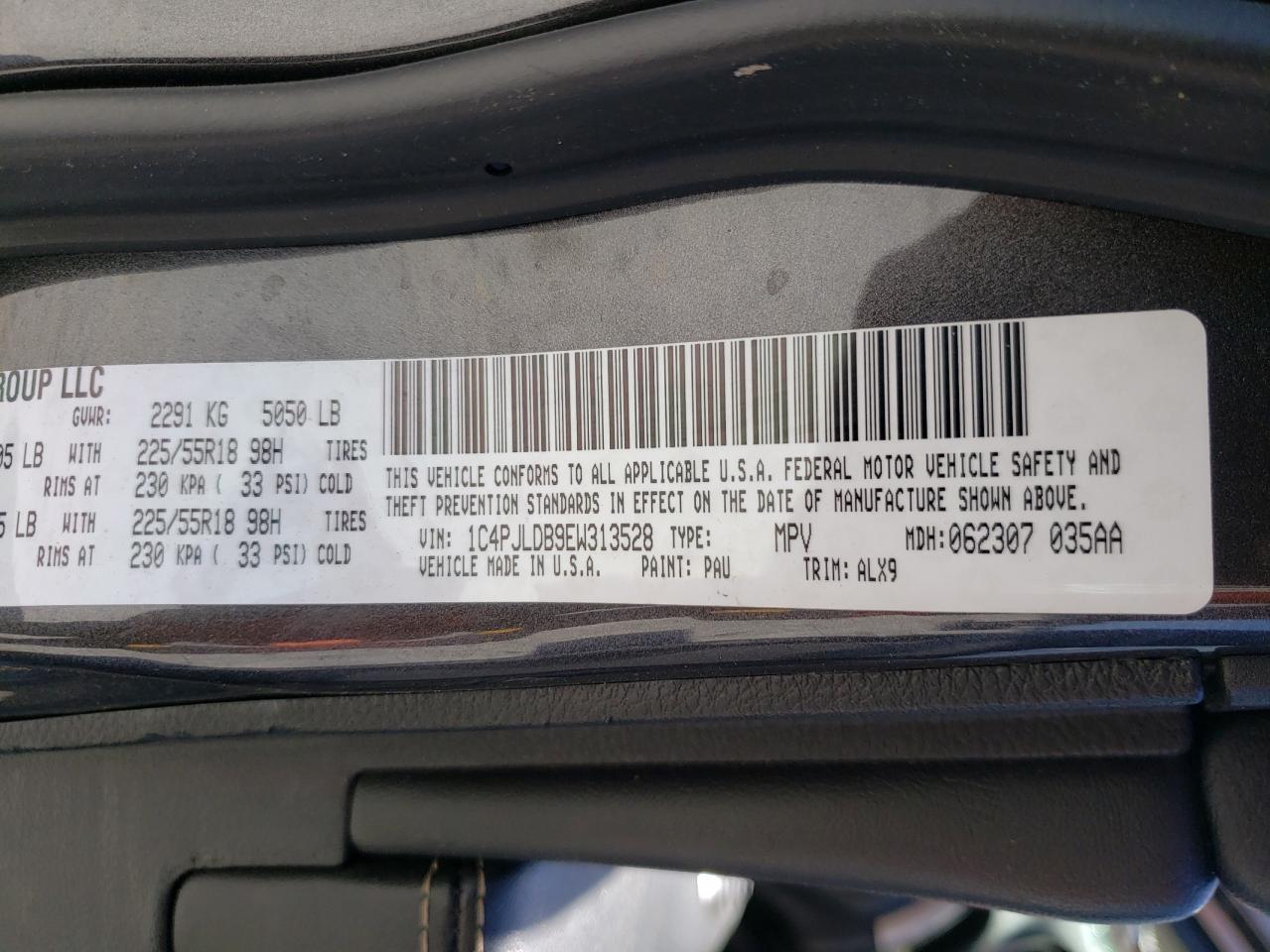 Photo 10 from auction – 2014 JEEP CHEROKEE with VIN 1C4PJLDB9EW313528