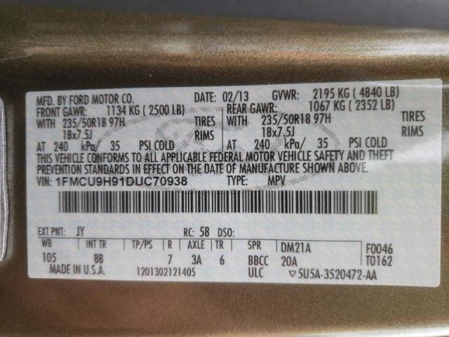 Photo 10 from auction – 2013 FORD ESCAPE SEL with VIN 1FMCU9H91DUC70938