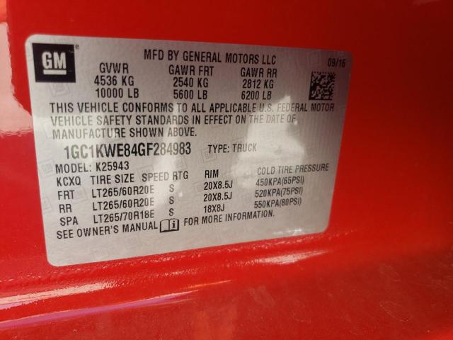 Photo 10 from auction – 2016 CHEVROLET SILVERADO with VIN 1GC1KWE84GF284983